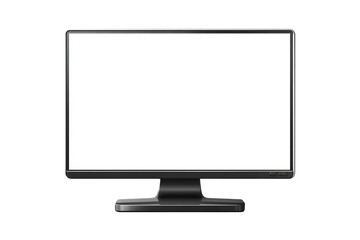 Fototapeta premium Black Monitor with Blank White Screen on Transparent Background for Customizable Display Mockup, PNG