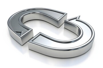 3d silver arrow icon isolated on white background