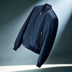 Floating Navy Bomber Jacket Mockup – Editorial Apparel Render