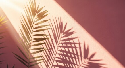 Tropical Shadow Pattern on Pink Wall &ndash; Summer Minimal Design