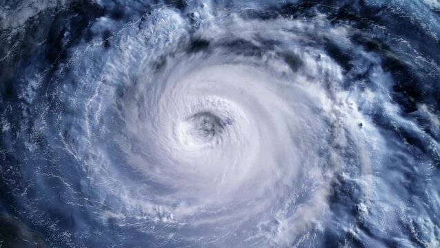A stunning satellite view of a powerful, swirling hurricane from space