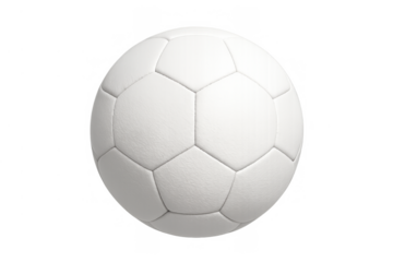White soccer ball with hexagonal panels, sporting equipment for football game, isolated on transparent background