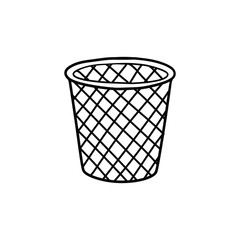 Minimalist Line Art Trash Bin Illustration