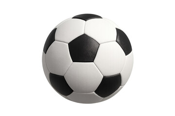 Fototapeta premium Soccer ball, classic design, for championship, playing field, game, sport, white and black colors, transparent background
