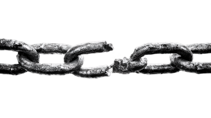 Broken Metal Chain on Transparent Background Symbolizing Freedom, PNG
