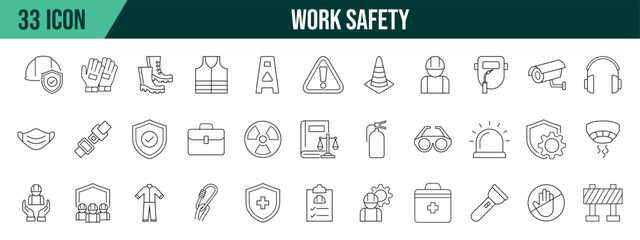 Work safety collection, editable and resizable vector icon templates.