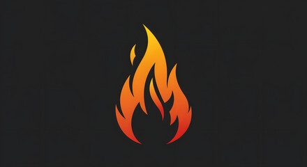 Vibrant orange and yellow fire flame icon on a dark background.