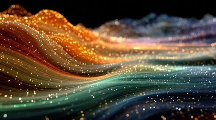 Abstract Waves of Light and Color with Glittering Bokeh Effect for Background