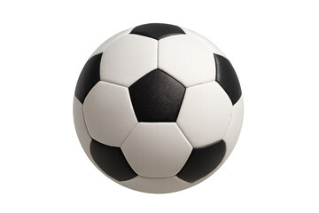 Fototapeta premium Soccer ball, classic black and white design, floating in air, representing sport, competition, and global game