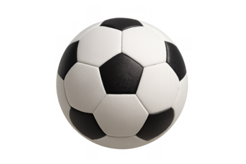 Soccer ball, classic black and white design, floating in air, representing sport, competition, and global game