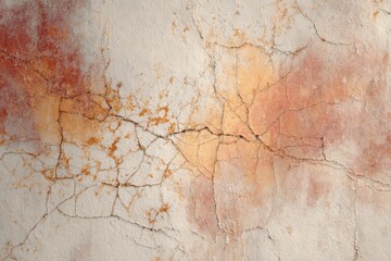 Obraz premium A weathered, textured surface shows a network of intricate cracks and subtle, earthy tones.