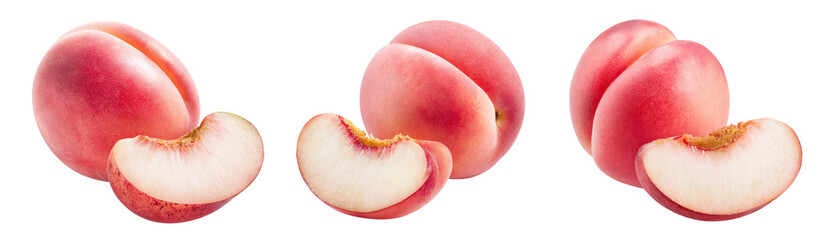 fresh peach fruits isolated on white background