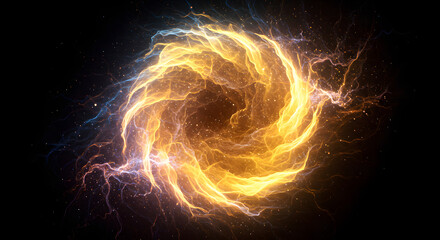 Vibrant Swirling Energy Vortex with Lightning Strikes.