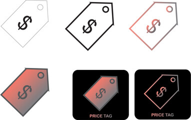 Collection of Price Tag Icons with Dollar Symbol in Various Styles and Colors for Sales and Discounts