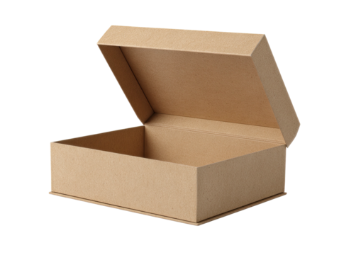 Open cardboard box with raised lid