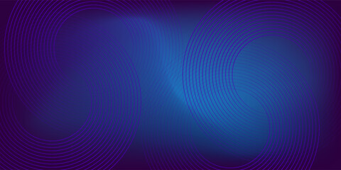 Abstract blue glowing geometric lines on dark blue background. Modern shiny blue circle lines pattern. Futuristic technology concept. Suit for cover, poster, banner, brochure, header, website