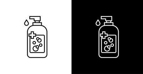 Hand Sanitizer White Icon Set Design