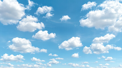 Fototapeta premium Soft calm sky with fluffy clouds creating serene atmosphere of tranquility and peace