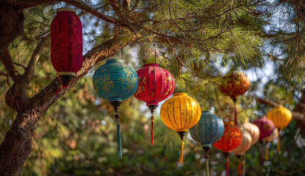 A breathtaking night scene where hundreds of glowing sky lanterns rise into the starry sky, their golden light reflecting gently on the calm river below. The atmosphere is magical and serene, symboliz