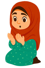 Illustration of Muslim Girl Praying