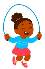 Illustration of Happy Girl Skipping Rope