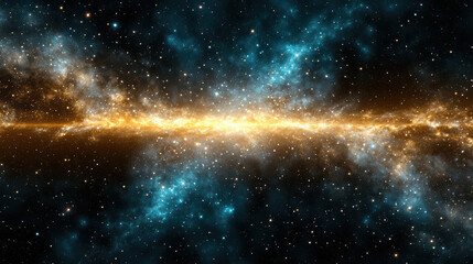 Obraz premium Stunning cosmic scene featuring vibrant galaxy with bright stars and swirling nebulae