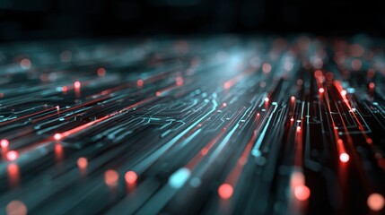 Abstract digital background with glowing lines and circuits showcasing modern technology and innovation.