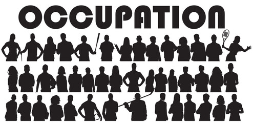 silhouette of diverse group of people ,occupational  professional people ,multinational business team
