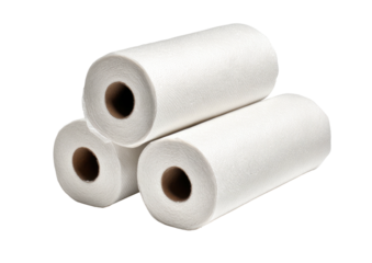 Stacked paper towel rolls with center cardboard cores