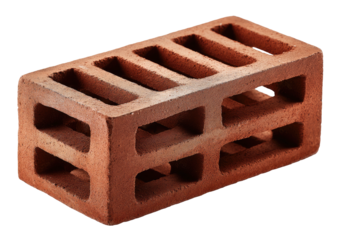 Perforated brick with rectangular voids, reddish-brown tone