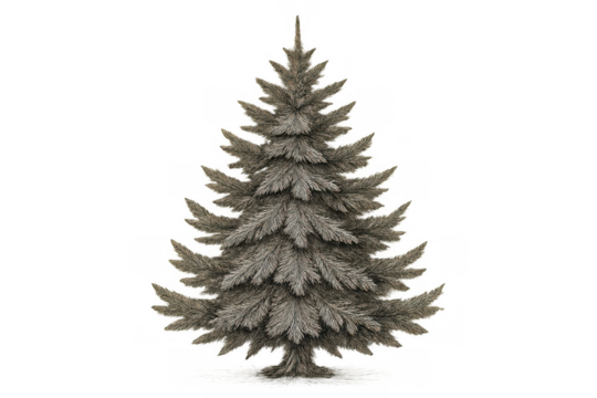 Grey fir christmas tree creating a winter holiday atmosphere. Coniferous pine tree with branches, isolated and ready for designs - Powered by Adobe