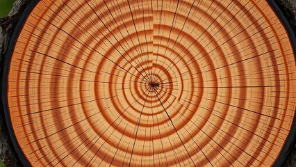crosssection. A detailed cross-section of a tree stump, highlighting natural wood grain and age rings in even lighting. gardening catalogs.