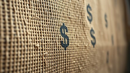 amalgam. Textured fabric with subtle currency symbols woven into its pattern, representing abstract financial concepts. pitch deck slides.