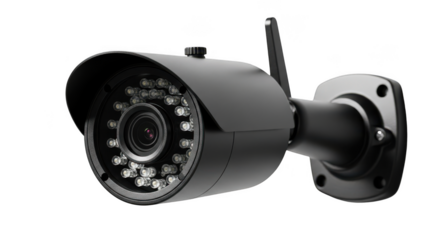 Security camera isolated on transparent background for surveillance