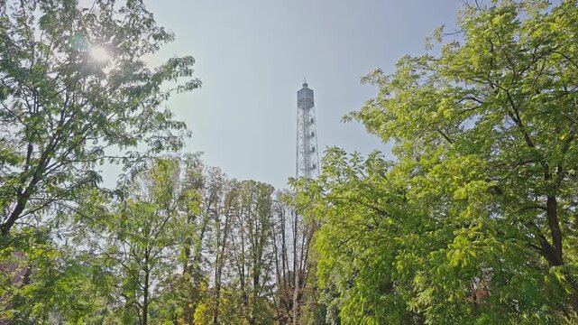 Branca Tower Through Trees, Parco Sempione, Milan, filmed on September 15, 2025.