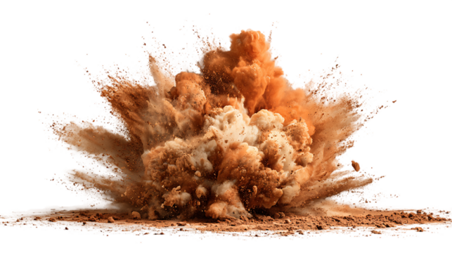 Dynamic Beige Color Powder Explosion on Transparent Background Creates Abstract Artistry and Energetic Visual Impact Highlighting Movement and Particle Dispersion, PNG