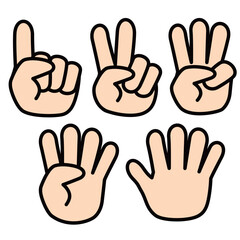 数字を手で表したイラスト