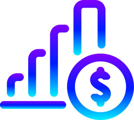 Modern Blue Gradient Line Icon of a Financial Bar Chart