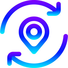 Modern Blue Gradient Line Icon of Refreshing Location Pin