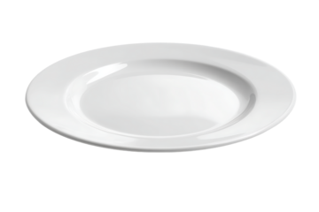 Elegant Empty White Ceramic Dinner Plate with Glossy Surface Against Transparent Backdrop Simple Round Shape Clean and Modern Design, PNG