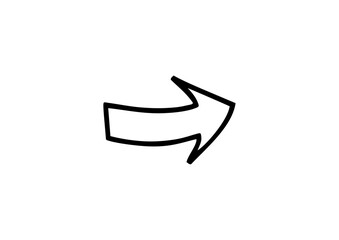 Fototapeta premium A bold, hand-drawn outlined arrow pointing directly to the right, with a slight curve, symbolizing forward movement, direction, or a next action in a clear style. 