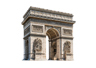 Fototapeta premium Arched monument with ornate carvings against dark background