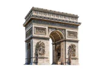 Arched monument with ornate carvings against dark background