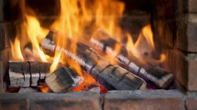 Cozy Christmas Fireplace with Wood Burning 4K Seamless Loop Holiday Fireplace with Crackling Logs Christmas Ambience 4K