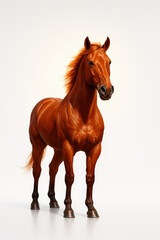 Obraz premium Chestnut horse standing on white background