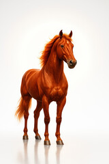 Obraz premium Chestnut horse standing on white background