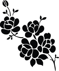 Elegant Black and White Flower Vector Art – Minimal Floral Illustration, Botanical Silhouette, and Decorative Nature Design for Print, Pattern, and Branding Projects