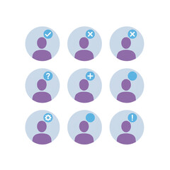 Clean flat design icons user profiles grid minimalist modern ui elements set