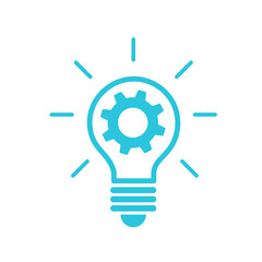 Idea icon, Tips and tricks Lightbulb, Isolated on white, Blue icon set
