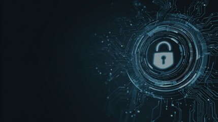 Cybersecurity Concept with Lock and Circuit Board Representation